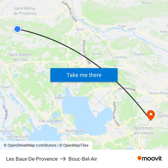 Les Baux-De-Provence to Bouc-Bel-Air map