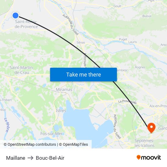 Maillane to Bouc-Bel-Air map