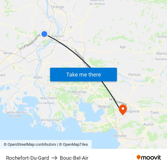 Rochefort-Du-Gard to Bouc-Bel-Air map