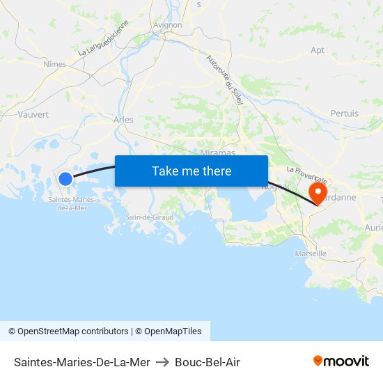 Saintes-Maries-De-La-Mer to Bouc-Bel-Air map