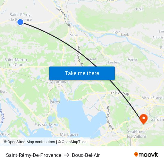 Saint-Rémy-De-Provence to Bouc-Bel-Air map