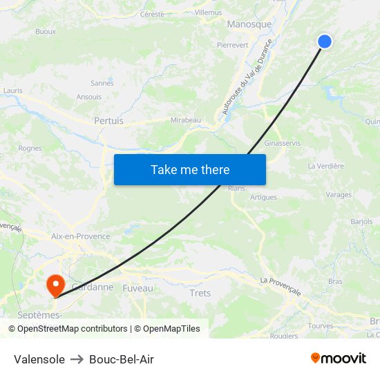 Valensole to Bouc-Bel-Air map