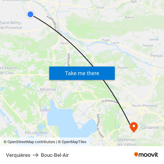 Verquières to Bouc-Bel-Air map