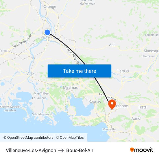 Villeneuve-Lès-Avignon to Bouc-Bel-Air map