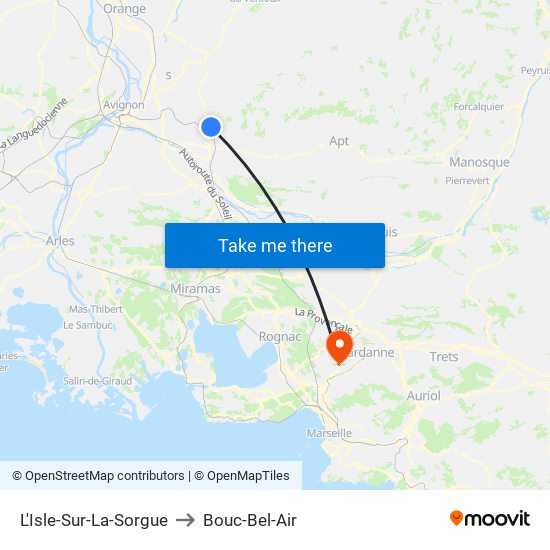 L'Isle-Sur-La-Sorgue to Bouc-Bel-Air map