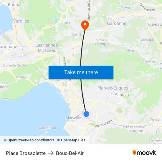 Place Brossolette to Bouc-Bel-Air map