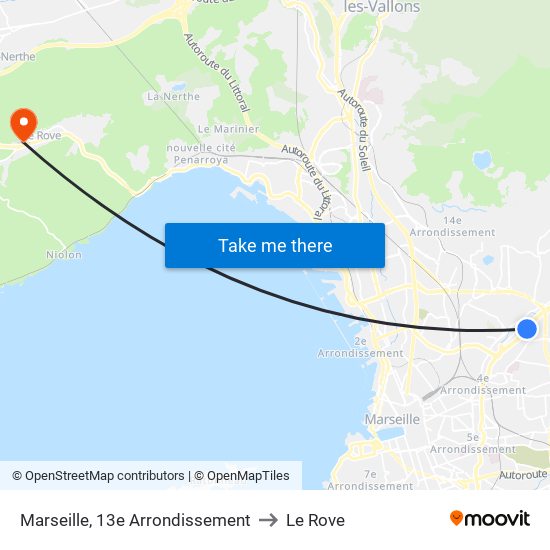 Marseille, 13e Arrondissement to Le Rove map