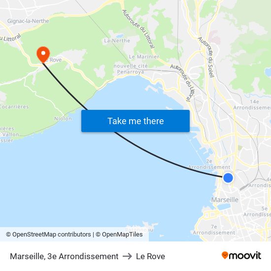 Marseille, 3e Arrondissement to Le Rove map