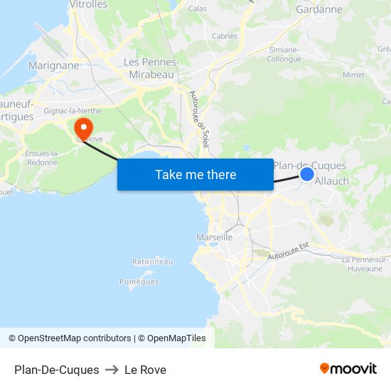 Plan-De-Cuques to Le Rove map