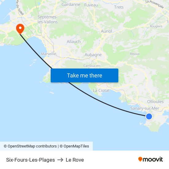 Six-Fours-Les-Plages to Le Rove map