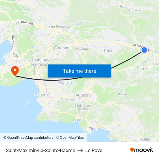 Saint-Maximin-La-Sainte-Baume to Le Rove map