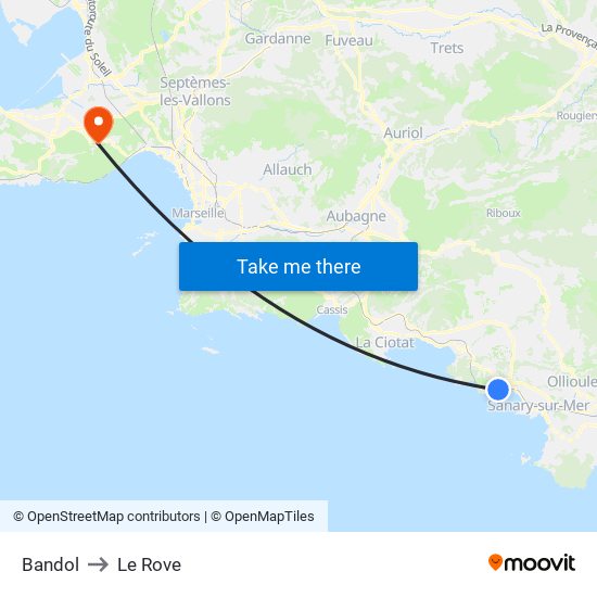 Bandol to Le Rove map
