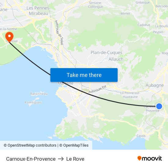 Carnoux-En-Provence to Le Rove map