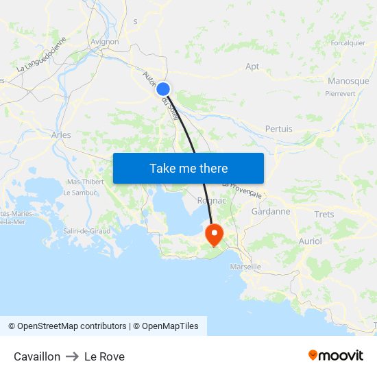 Cavaillon to Le Rove map