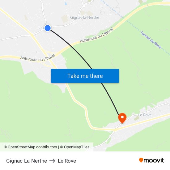 Gignac-La-Nerthe to Le Rove map