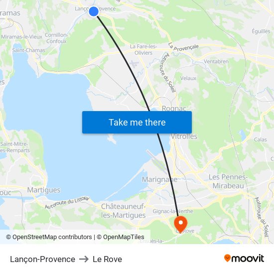 Lançon-Provence to Le Rove map