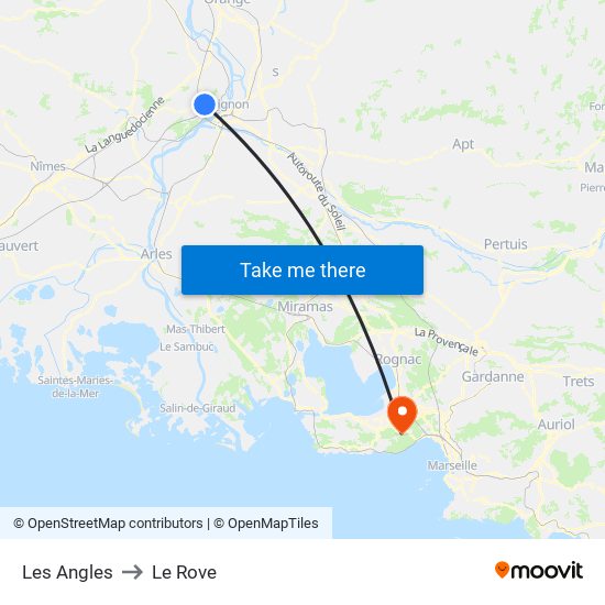 Les Angles to Le Rove map