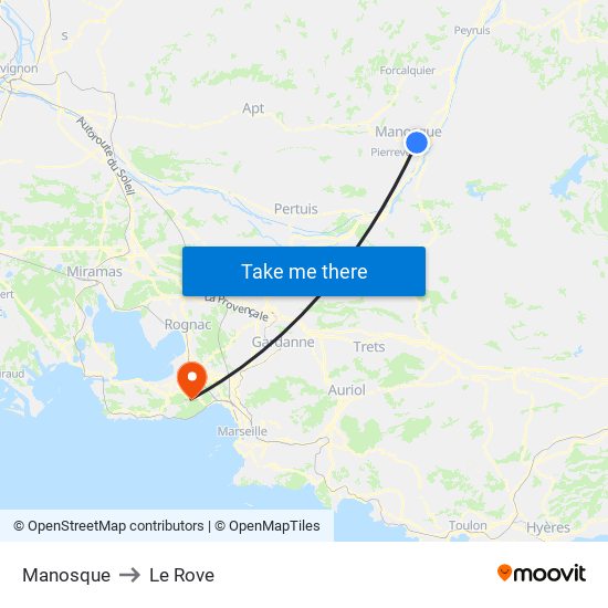 Manosque to Le Rove map