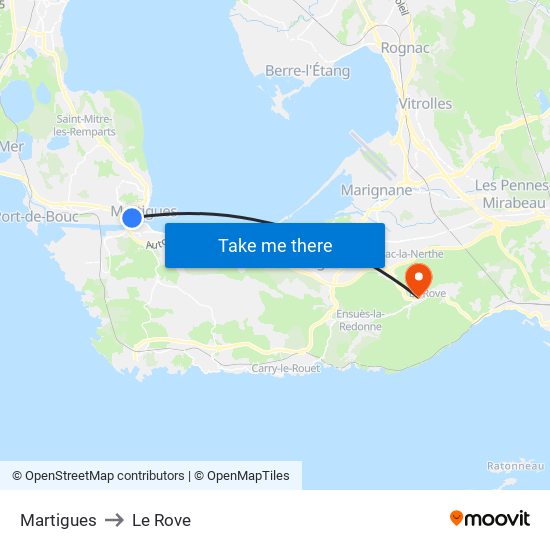 Martigues to Le Rove map