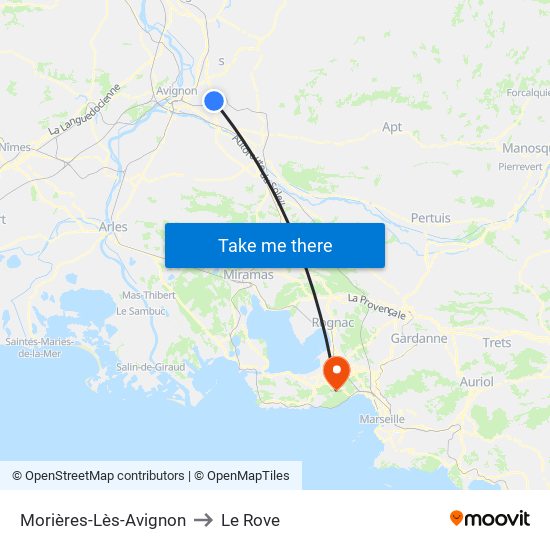 Morières-Lès-Avignon to Le Rove map