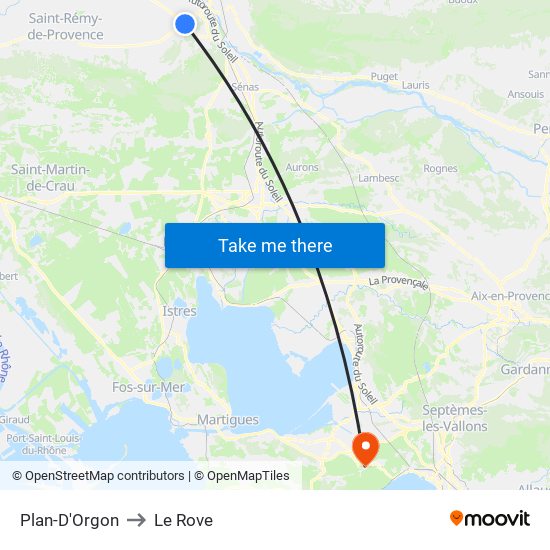 Plan-D'Orgon to Le Rove map