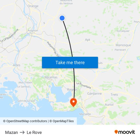 Mazan to Le Rove map