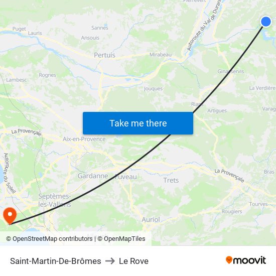 Saint-Martin-De-Brômes to Le Rove map