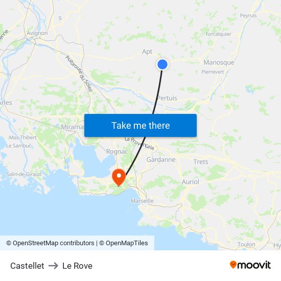 Castellet to Le Rove map