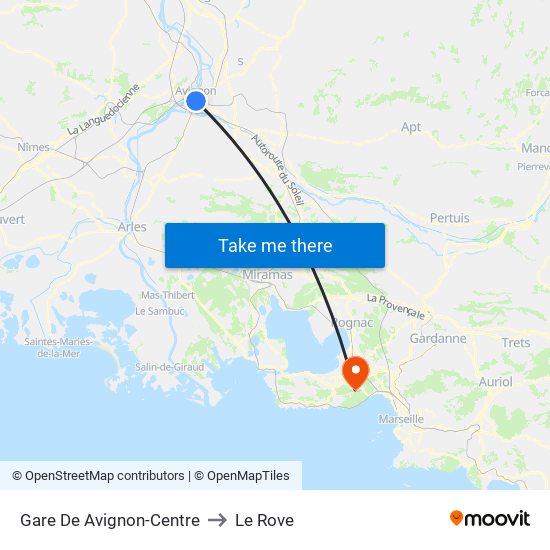 Gare De Avignon-Centre to Le Rove map