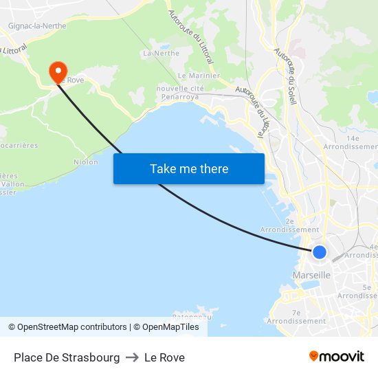 Place De Strasbourg to Le Rove map