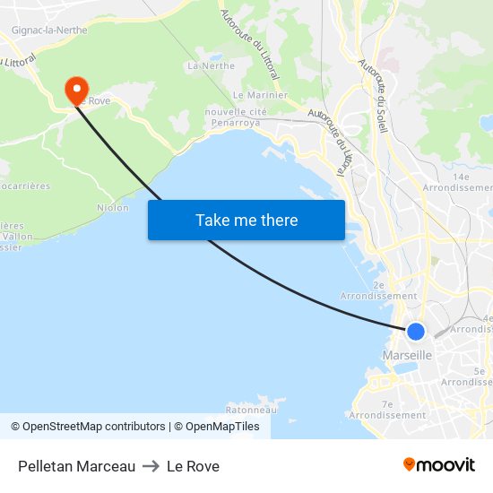 Pelletan Marceau to Le Rove map