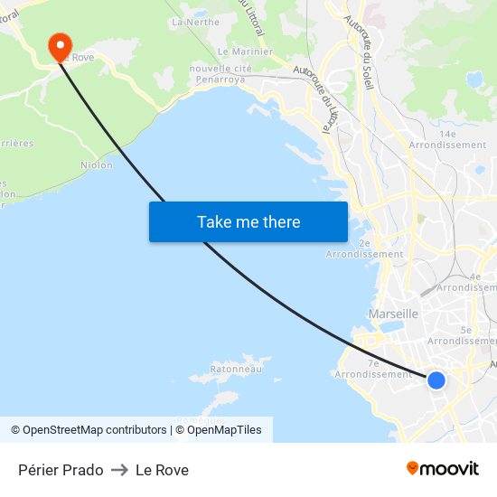 Périer Prado to Le Rove map
