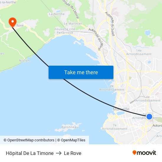 Hôpital De La Timone to Le Rove map