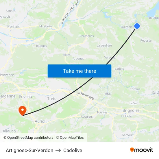 Artignosc-Sur-Verdon to Cadolive map