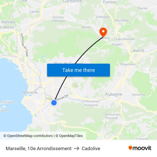 Marseille, 10e Arrondissement to Cadolive map