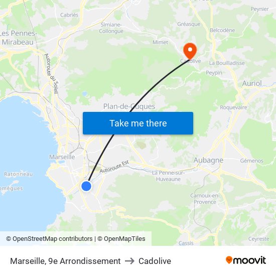 Marseille, 9e Arrondissement to Cadolive map
