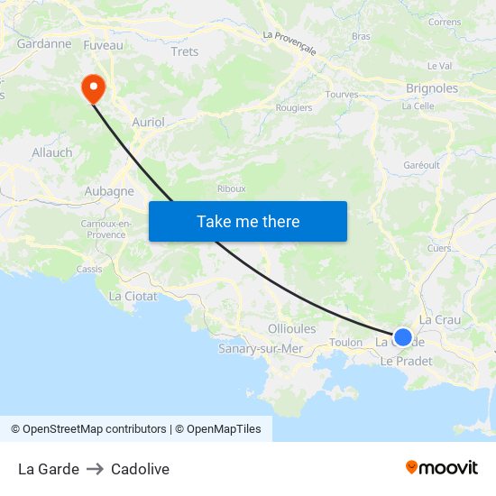 La Garde to Cadolive map