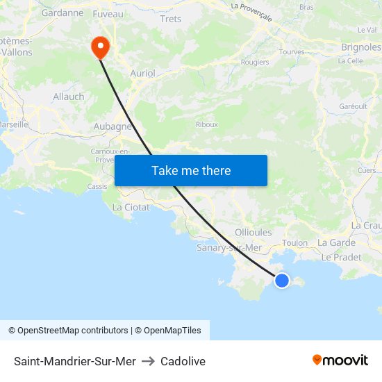 Saint-Mandrier-Sur-Mer to Cadolive map