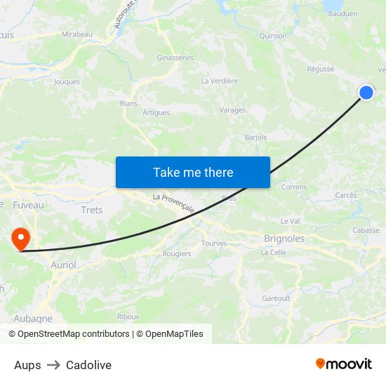 Aups to Cadolive map