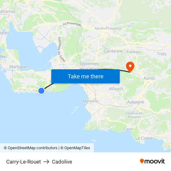 Carry-Le-Rouet to Cadolive map