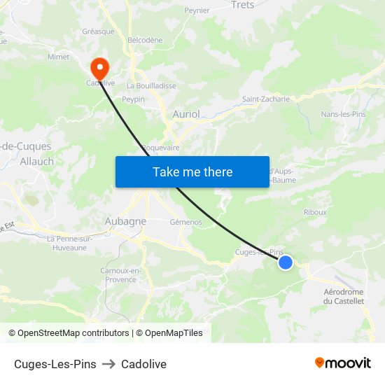 Cuges-Les-Pins to Cadolive map