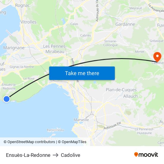 Ensuès-La-Redonne to Cadolive map