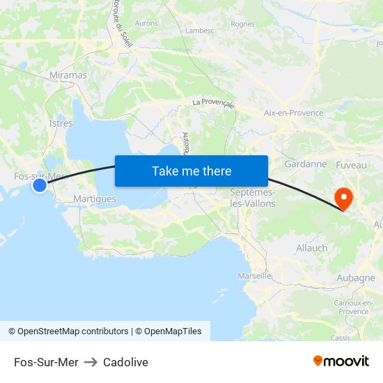 Fos-Sur-Mer to Cadolive map