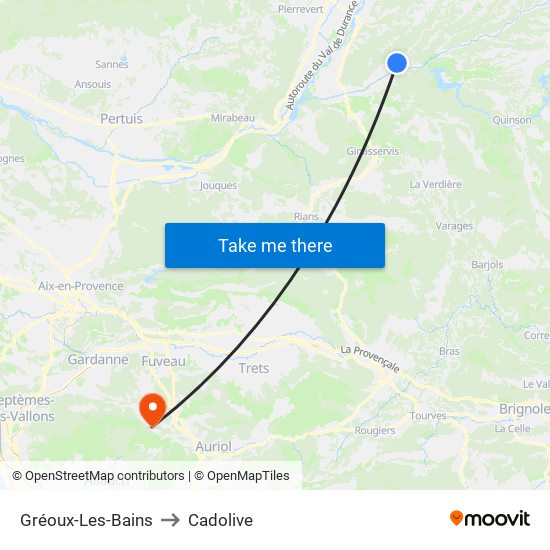 Gréoux-Les-Bains to Cadolive map