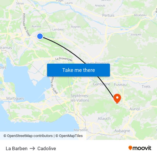 La Barben to Cadolive map