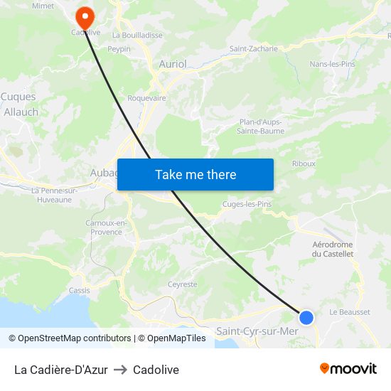 La Cadière-D'Azur to Cadolive map