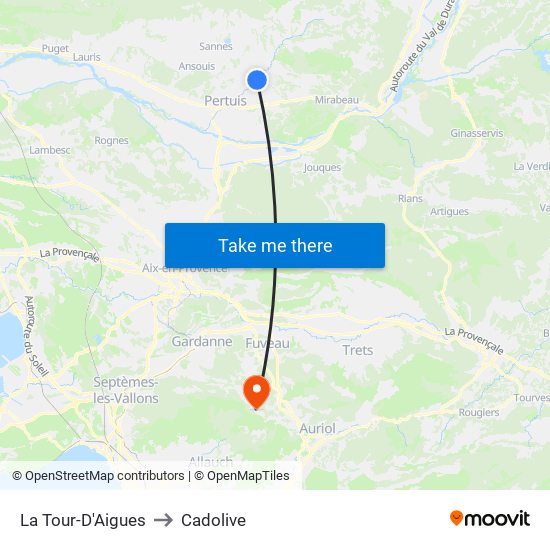 La Tour-D'Aigues to Cadolive map
