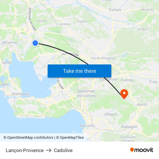 Lançon-Provence to Cadolive map