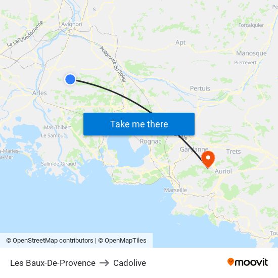 Les Baux-De-Provence to Cadolive map