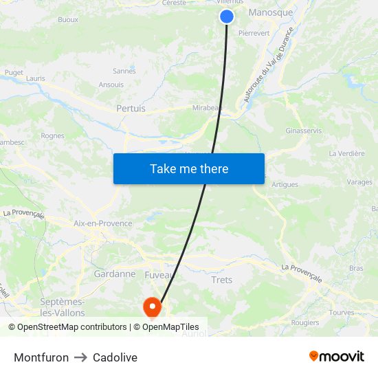 Montfuron to Cadolive map
